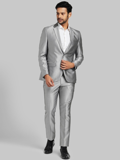 

Parx Men Grey Solid Single-Breasted Formal Suit