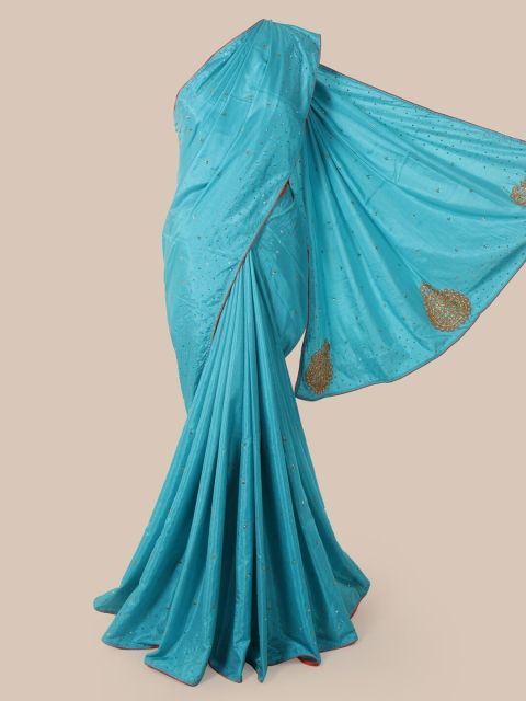 

Pothys Blue Embellished Art Silk Saree