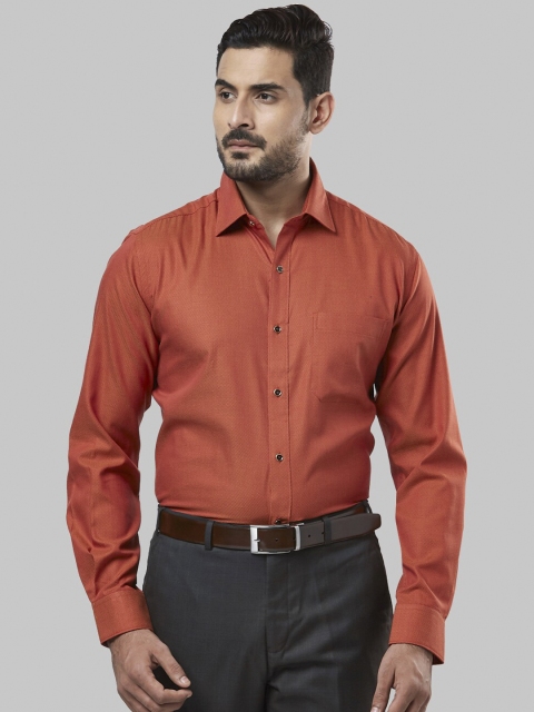 

Raymond Men Orange Self Design Formal Shirt
