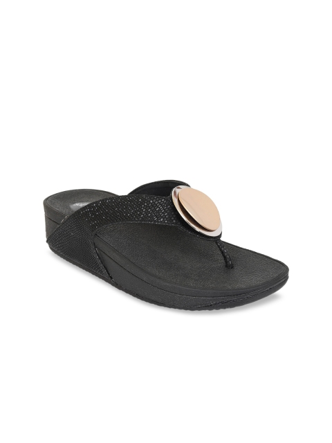 

Zyla Women Black & Gold-Toned Textured Comfort Heels with Metallic detail