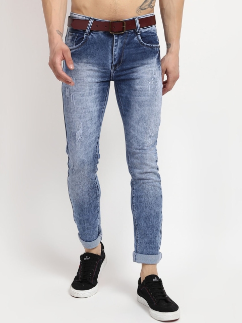 V2 Value & Variety Men Blue Low Distress Heavy Fade Jeans