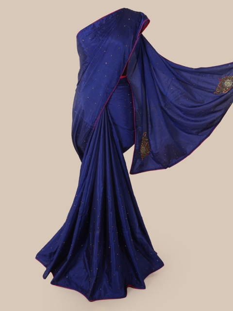 

Pothys Blue & Pink Embellished Beads and Stones Art Silk Saree