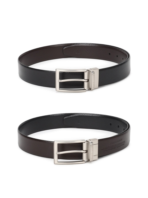 

Van Heusen Men Set Of 2 Brown & Black Textured Leather Belt