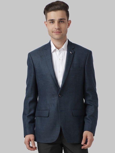 

Park Avenue Men Navy Blue Solid Single-Breasted Formal Blazer