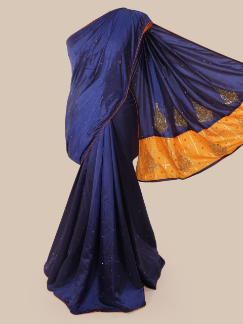 

Pothys Navy Blue Embellished Art Silk Saree