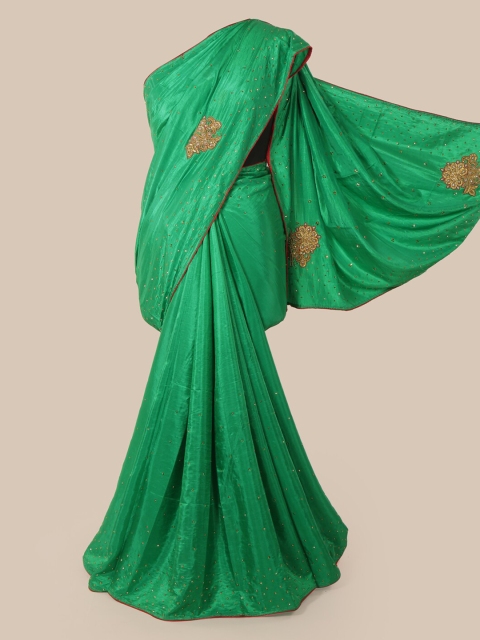 

Pothys Green Ethnic Motifs Beads and Stones Art Silk Saree