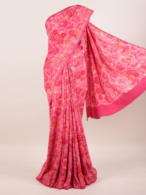 

Pothys Pink Floral Pure Crepe Saree