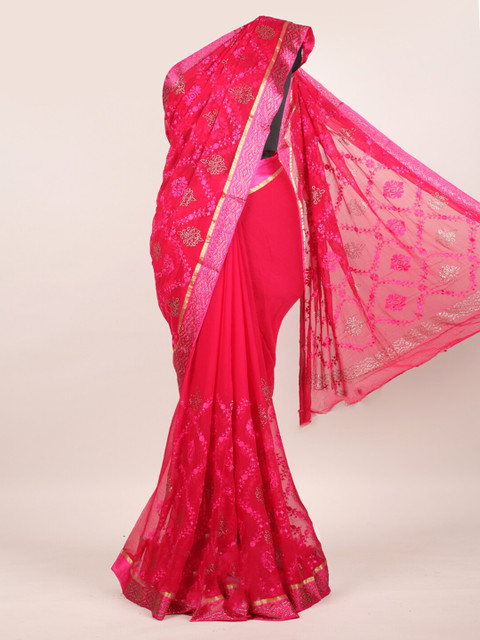 

Pothys Pink Ethnic Motifs Pure Chiffon Saree