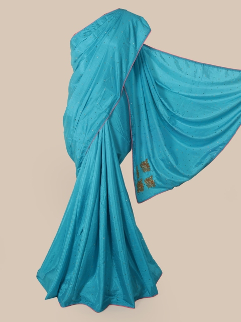 

Pothys Blue Embellished Art Silk Saree