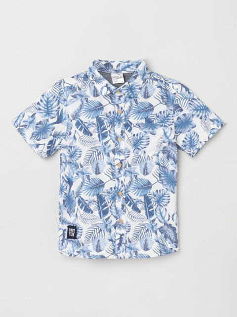 

max Boys Blue & White Regular Fit Printed Casual Shirt