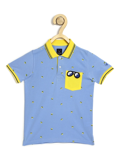 

Allen Solly Junior Boys Blue & Yellow Printed Polo Collar T-shirt