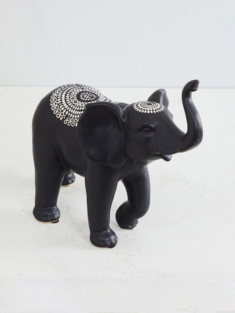 

Home Centre Black Tribal Decal Elephant Figurine