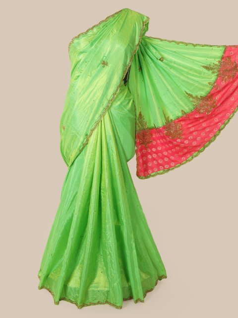 

Pothys Green Embellished Art Silk Saree