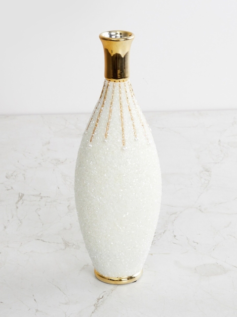 

Home Centre White & Gold-Toned Embellished Ajmer Hendrix Vase