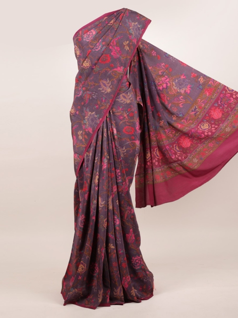 

Pothys Purple Floral Pure Crepe Saree