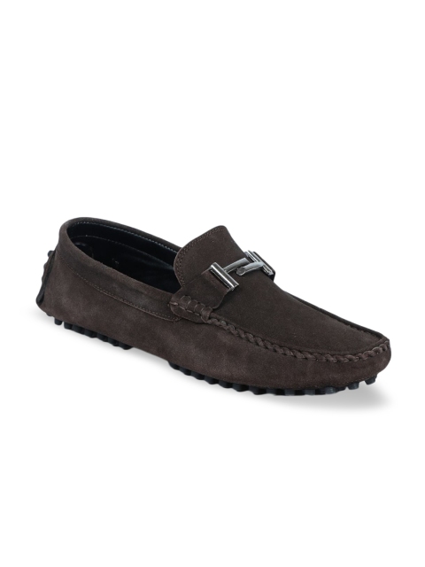 

BUWCH Men Brown Solid Suede Loafers