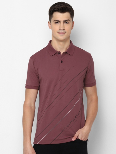 

Allen Solly Men Maroon Striped Polo Collar T-shirt