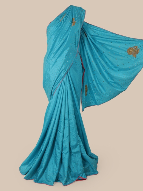 

Pothys Blue Embellished Art Silk Saree