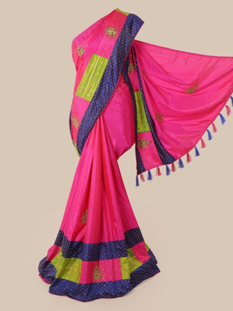 

Pothys Pink Beads and Stones Art Silk Heavy Work Saree