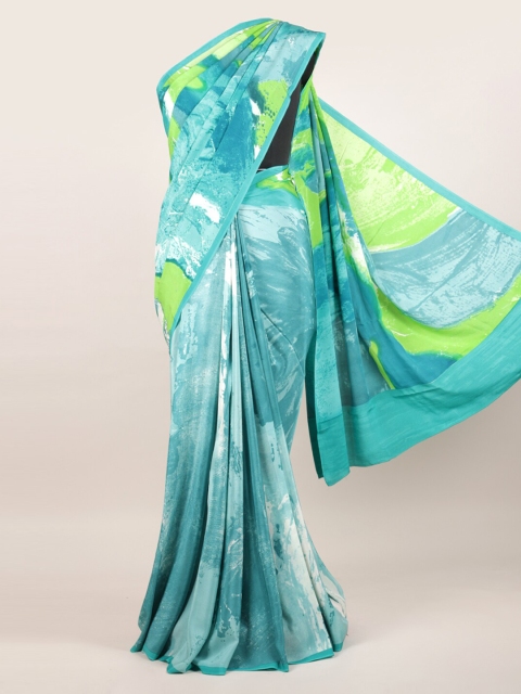 

Pothys Blue & Off White Pure Crepe Saree
