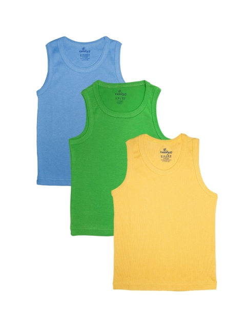 

KiddoPanti Boys Pack Of 3 Solid Pure Cotton Innerwear Vests, Green