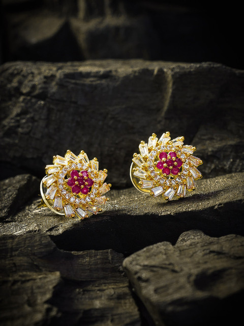 

aadita Gold-Plated AD Studded Floral Studs