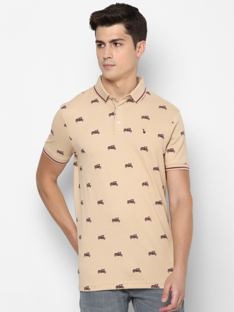

SIMON CARTER LONDON Men Cream-Coloured & Brown Printed Polo Collar T-shirt