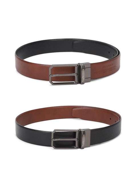 

Van Heusen Men Brown & Black Textured Leather Belt