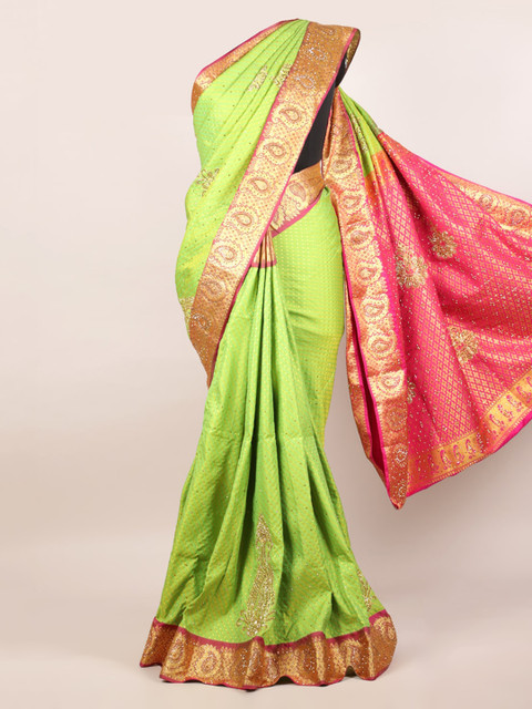 

Pothys Green Woven Design Pure Silk Kanjeevaram Saree