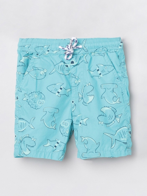 

max Boys Blue Printed Regular Fit Regular Shorts