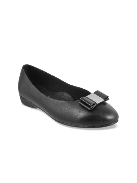 

J FONTINI Women Black Solid Ballerinas with Bow Detail