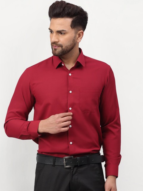 

JAINISH Men Maroon Solid Regular Fit Formal Shirt
