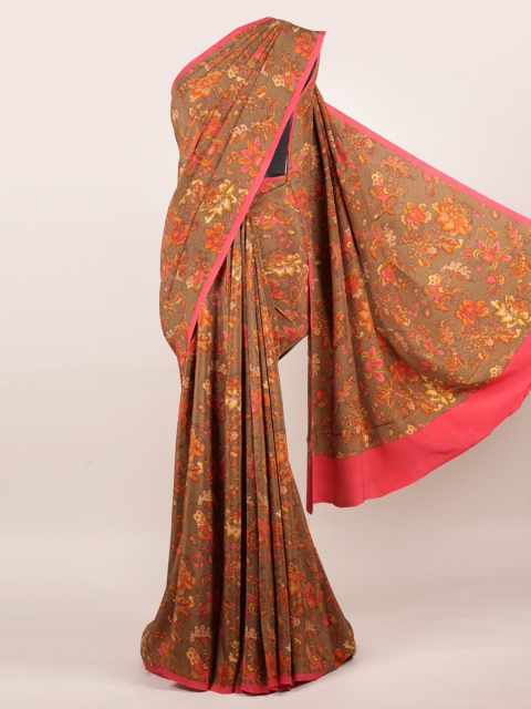 

Pothys Brown Ethnic Motifs Pure Crepe Saree