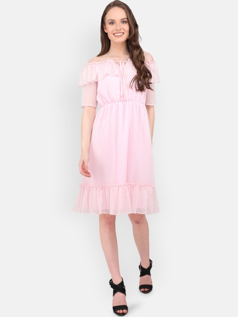 

MARC LOUIS Pink Off-Shoulder Chiffon Dress