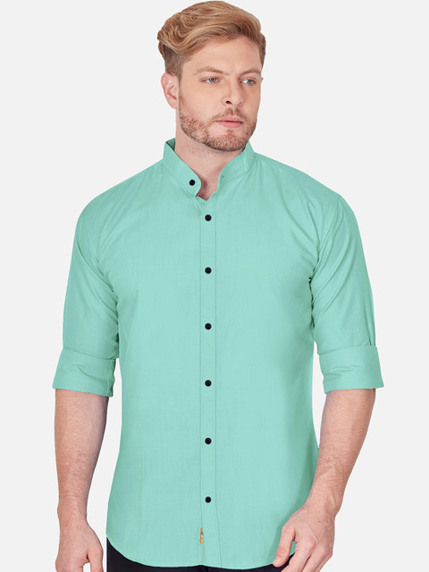 

VeBNoR Men Turquoise Blue Slim Fit Casual Shirt
