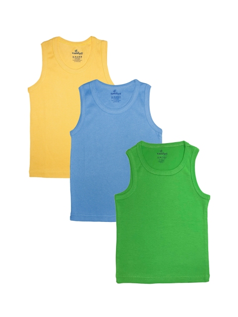 

KiddoPanti Boys Pack Of 3 Solid Pure Cotton Innerwear Vests, Green