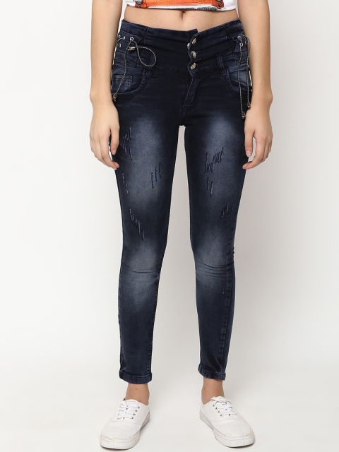 

V2 Value & Variety Women Blue Low Distress Heavy Fade Jeans