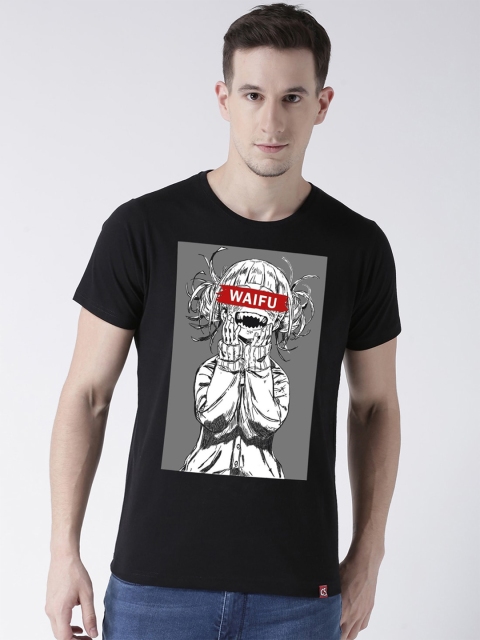 

ComicSense.xyz Men Black Waifu My Hero Academia Anime Print Pure Cotton T-shirt