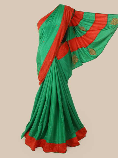 

Pothys Green Embellished Art Silk Saree