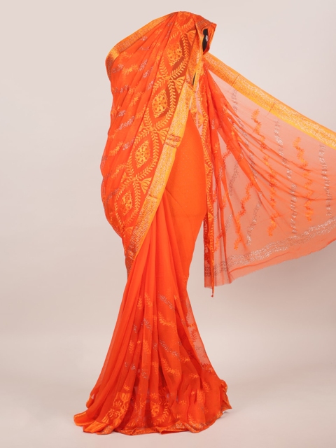 

Pothys Orange Woven Design Pure Chiffon Saree