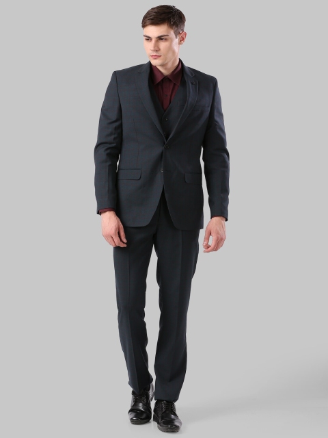 

Raymond Men Green & Maroon Checked Single-Breasted Formal Suit