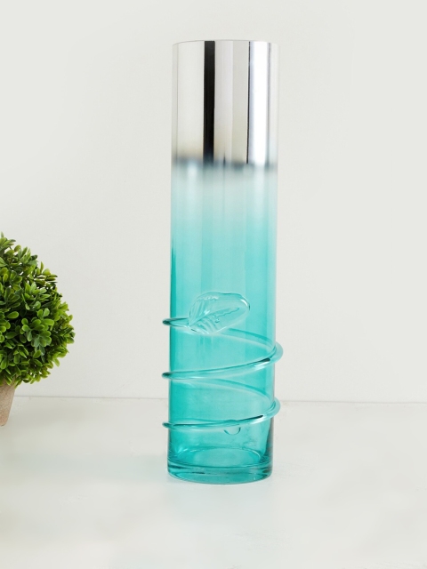 

Home Centre Blue & Silver-Toned Splendid Spiral Textured Glass Vase