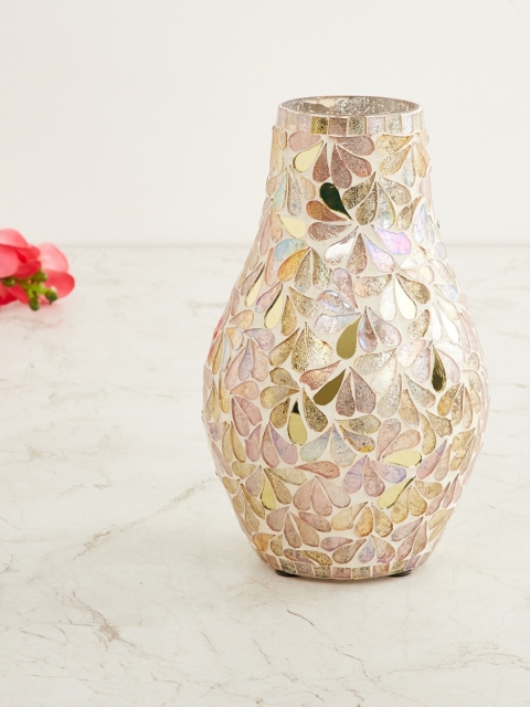 

Home Centre Off-White & Gold-Toned Textured Fiesta Mosaic Vase