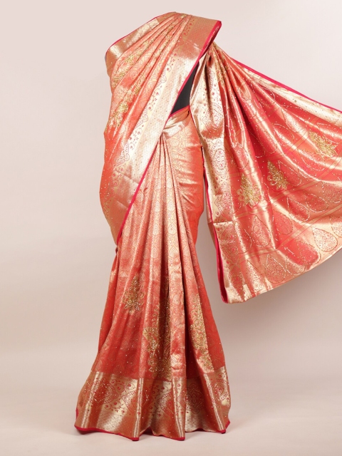 

Pothys Red & Gold Ethnic Motifs Zari Pure Silk Kanjeevaram Saree