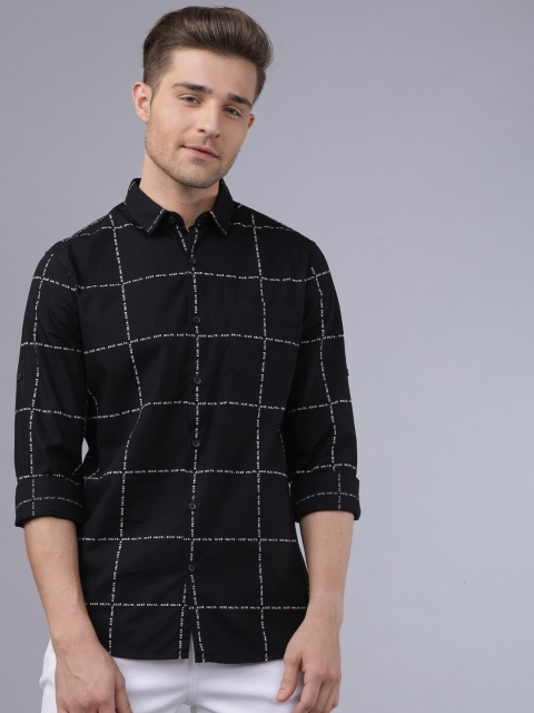 

Ecko Unltd Men Black Slim Fit Checked Casual Shirt
