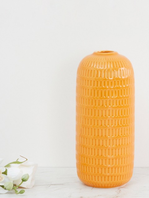 

Home Centre Mustard Yellow Textured Primrose Vase