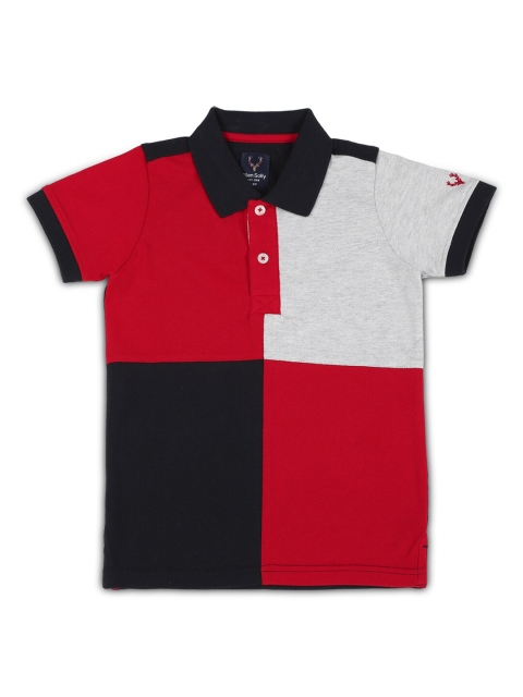 

Allen Solly Junior Boys Black & Red Colourblocked Polo Collar T-shirt
