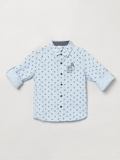 

max Boys Blue & Black Regular Fit Printed Casual Shirt