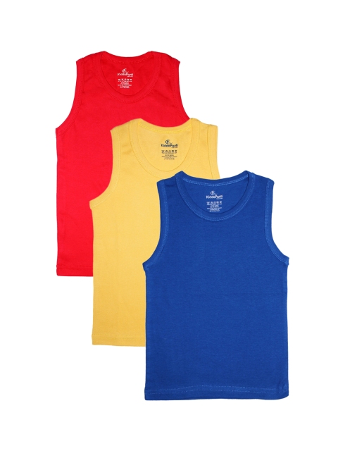 

KiddoPanti Boys Pack Of 3 Solid Pure Cotton Innerwear Vests, Blue
