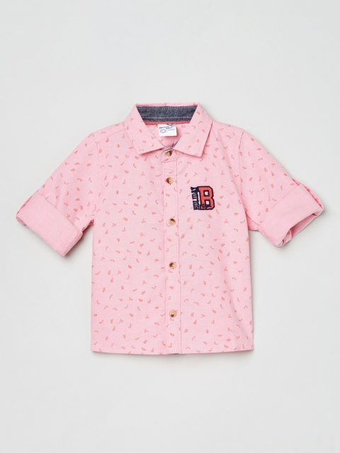 

max Boys Pink Regular Fit Printed Casual Shirt